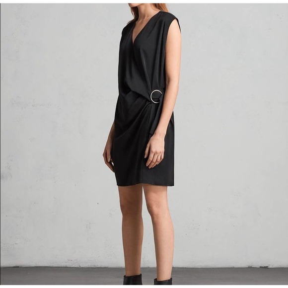 All Saints Callie Surplice Faux Wrap Dress Buckle XS - Picture 2 of 5